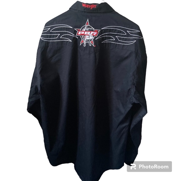 Wrangler PBR Professional Bull Riding Embroidered Black Button Up Western Shirt - Picture 3 of 5